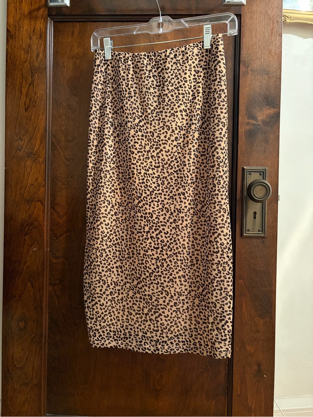 AFRM Mesh Leopard-Print Pencil Skirt in Tan and Black